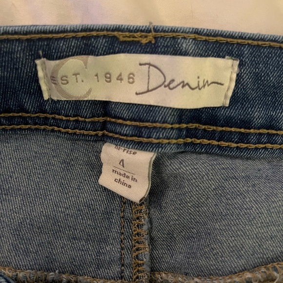 EST 1947 Denim bell bottoms stretchy jeans with heart patch. High waist - Picture 12 of 12